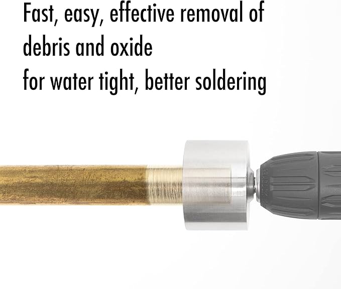 3/4" Full-Metal Copper Pipe Cleaner, Tube Cleaning Brush for Drill with Replaceable Brushes, for Professional Plumbers and Industrial Purposes