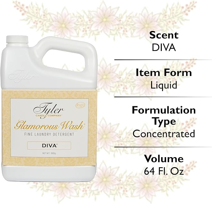 Lumintrail Tyler Glamorous Wash Diva Fine Laundry Detergent with Stain Remover Pen and Dryer Sachets - Liquid Detergent Designed for Clothing - Hand and Machine Washable - 64oz (Diva)