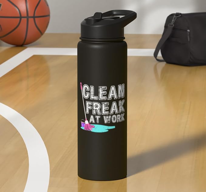 Clean Freak at Work Cleaning Stainless Steel Insulated Water Bottle