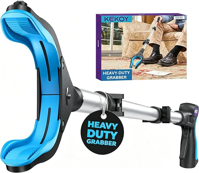 KEKOY Pro 40-inch Reacher Grabber Pickup Tool, Heavy Duty Grabbers for Seniors Foldable Pick Up Trash Stick with Anti-Slip 360° Rotating Jaw, 4" Wide Extended Weed Gripper Claw with Magnet