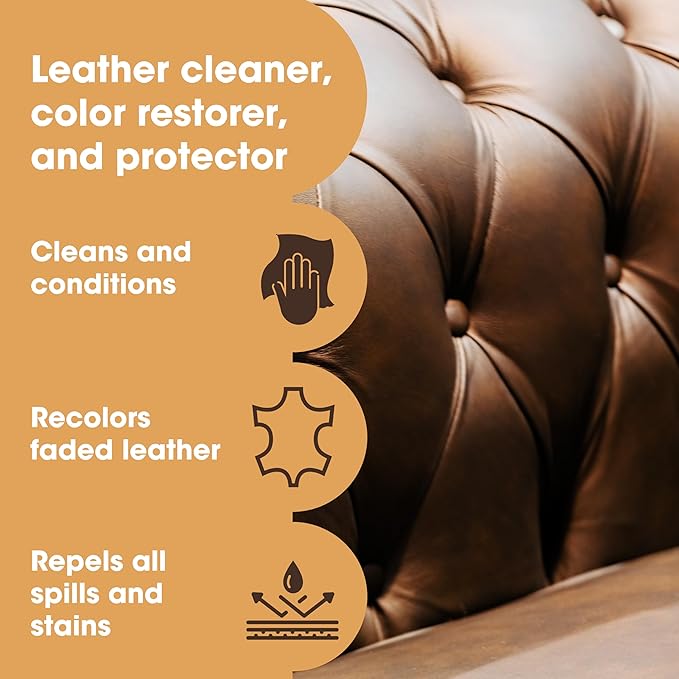 Furniture Clinic Leather Complete Restoration Kit | with Leather Recoloring Balm, Cleaner, 2-in-1 Protection Cream & Conditioner, Sponge, and Cloth | Repair Kit for Furniture (Ivory)