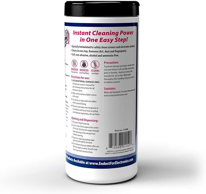 Endust For Electronics; Cleaning Wipes for Screens & Electronics Surfaces; Pre-Moistened, Alcohol & Ammonia Free, 140 Count (Pack of 2)