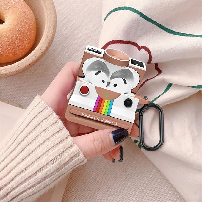 Retro Cases for AirPods 4 Case 2024 with Cleaner Kit - VISOOM Cute Fancy Protective AirPods 4th Gen Cases Cover Men Women Unique Polaroid Soft Cover for Apple AirPod iPods 4 Wireless Charging Case
