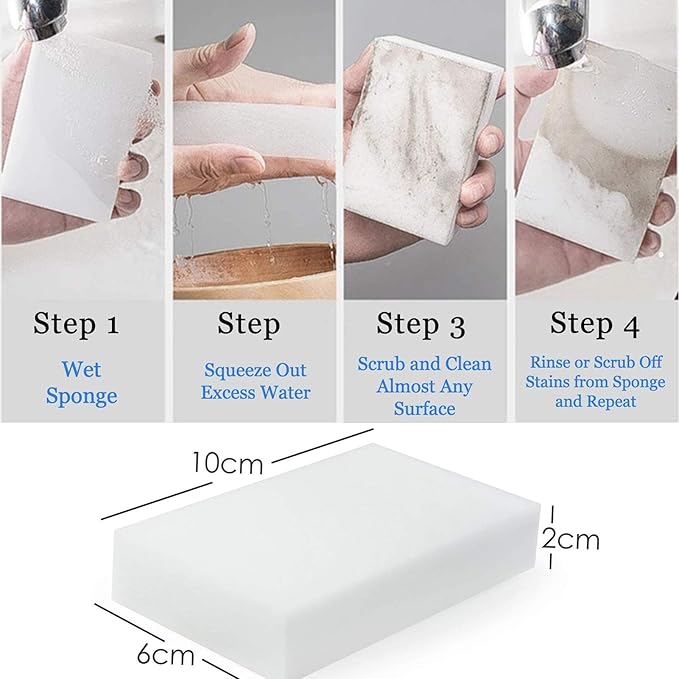 Magic Cleaning Sponges Eraser, 100 Pack Premium Melamine Sponge Foam Cleaning Pads, Dish Sponges, White Household Cleaning Scrub Sponge for Kitchen, Bathroom, Furniture, Floor Wall Cleaner