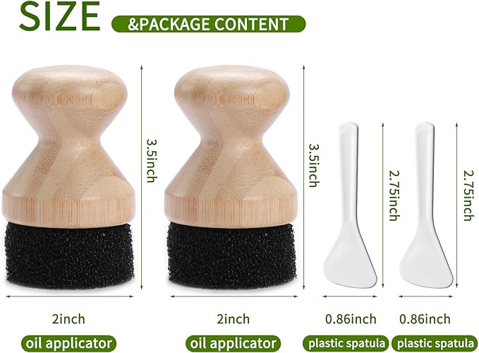 2pcs Cast Iron Oil/Wax/Conditioner Applicator+Cast Iron Cleaning Scrubber Brush-Cast Iron Care Accessories