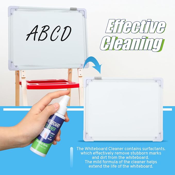Fuyoooo 24 Pcs Whiteboard Cleaner and Eraser 3.4 Fl oz Whiteboard Cleaning Spray with Dry Erase Eraser Microfiber Shag for Markers Classroom, Home and Office Use