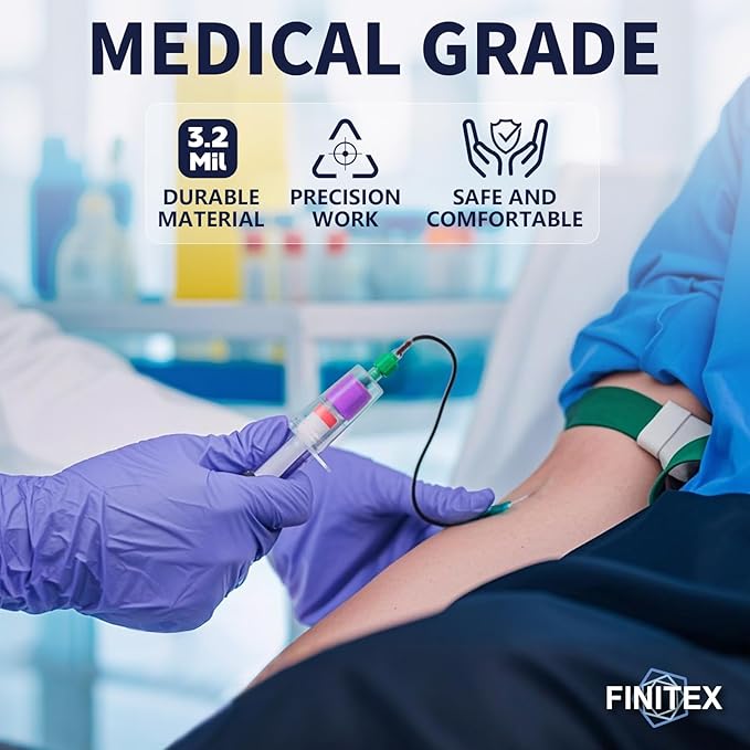 FINITEX Nitrile Disposable Gloves Medical Exam Gloves - 100/1000 PCS Latex-free Examination Purple Chemo Food Glove