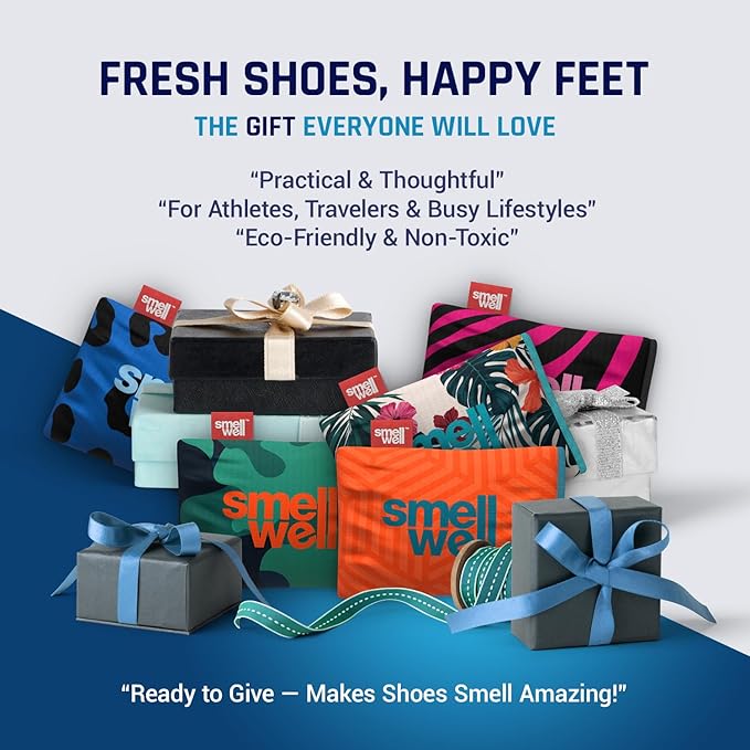 SmellWell - 3-Pack Scented Shoe Deodorizer Inserts - Odor Eliminators - Activated Bamboo Charcoal + Minerals - Natural Fresheners for shoes, bags, gloves - 6 x 1.8oz Original Size Black Zebra