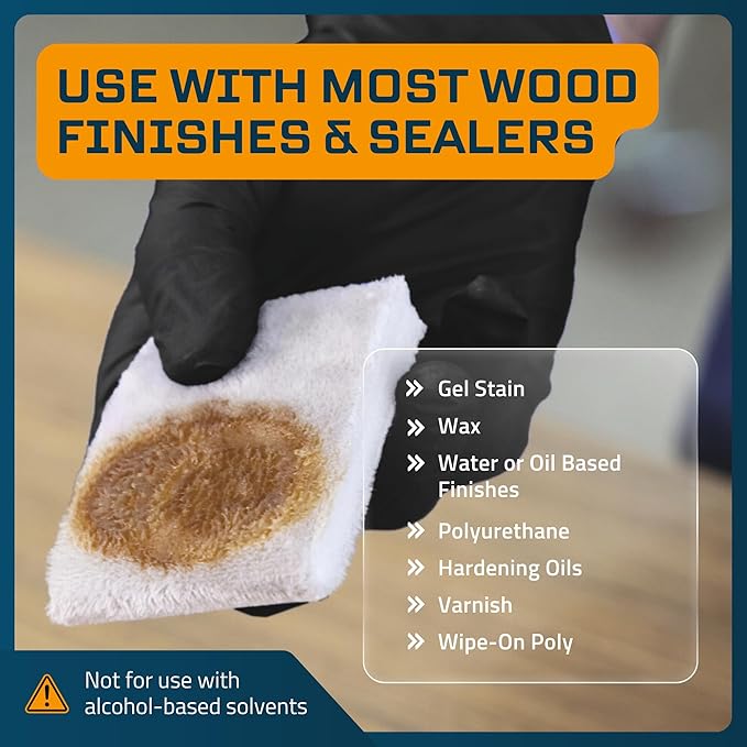 MāKRS Stain Pad, Cut-to-Size Staining Pads, 3-Pack, Lint, Snag, Streak-Free Applicator, Micro Brush Material, Wood Stains and Oil Based Finishes, Easy to Use with Consistent Application