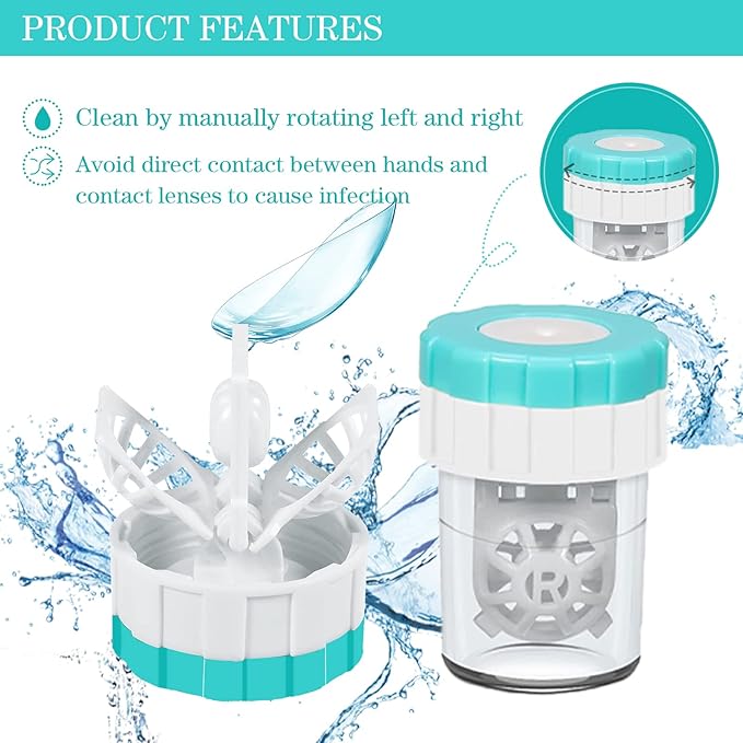 2 PCS Contacts Case Cleaner Machines, UpaClaire Daily Vision Care Manually Contact Lens Washer Cleaner Plastic