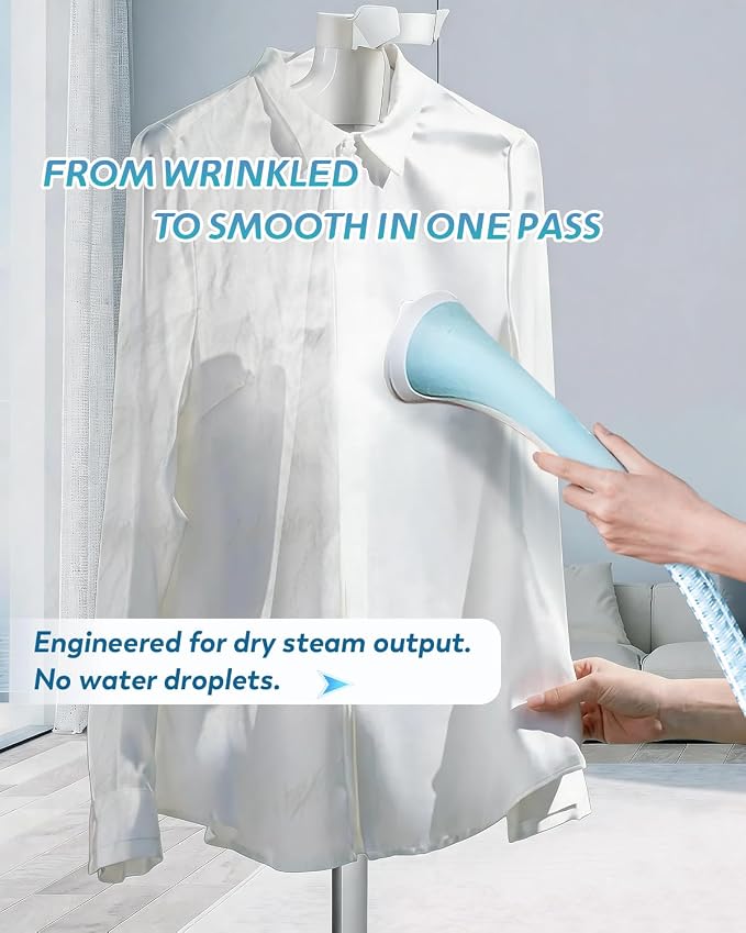 Standing Garment Steamer for Clothes 1350W Aluminum Heating System for 1 Hour Powerful Steam, Heats in 30s, 10 Levels Steam Control, Flat & Hanging Ironing, with Ironing Board, Gloves, Brush