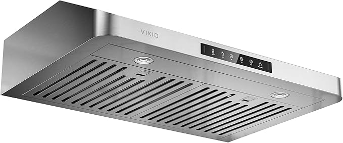 VIKIO HOME Under Cabinet Range Hood 30 Inch, 980CFM Fast Venting Ducted, Kitchen Hood With 3 Speed Gesture Sensing & Touch Control, Stainless Steel Stove Vent Hood With LED Light And 2 Baffle Filters