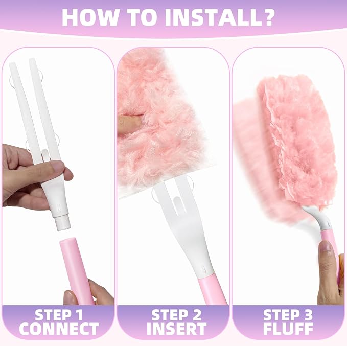 30 Count Duster Refills Compatible with Swiffer Handle, 360° Multi-Surface Duster Refills with 1 Handle, Dusters with 5X Microfibers for Cleaning Home, Furniture, Electronics, Office, Blinds