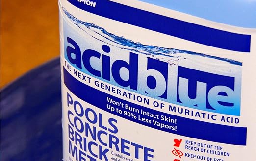 Acid Blue Muriatic Acid - Swimming Pool pH Reducer | Buffered, Low-Fume - Case (4 Gallons)