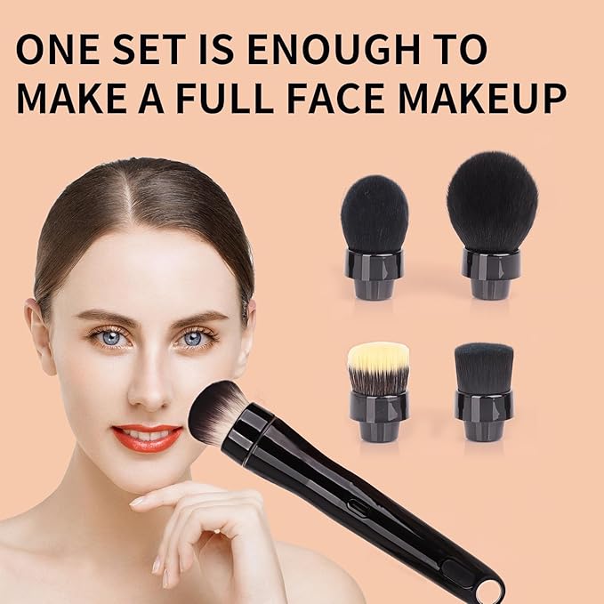 Electric Rotating Makeup Brush Set - Professional 360° Spinning Foundation Blending Tool with 5 Replaceable Brush Heads, 2 Speeds & USB Rechargeable - Ideal Beauty Gift for Women