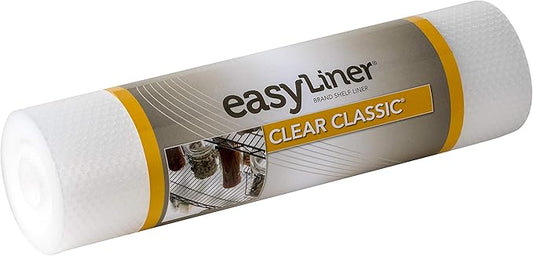 EasyLiner Clear Classic Shelf Liner - Durable Non-Adhesive Fridge Liner - Easy-to-Install and Easy-to-Clean - Kitchen Liner Mat for Fridge Shelves - Food Safe - Removable - 12 in x 20 ft - Clear