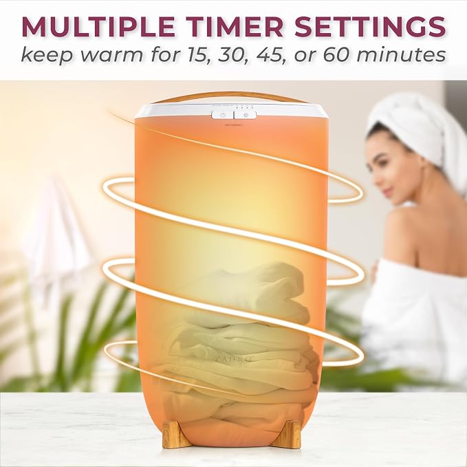 Zadro Large Hot Towel Warmer Bucket Timer Electric Towel Warmer for Bathroom Auto-Shut Off Heated Towel Warmer Spa (Large | 20L | 12" Dia. x 21" Tall, Bamboo/French Blue)