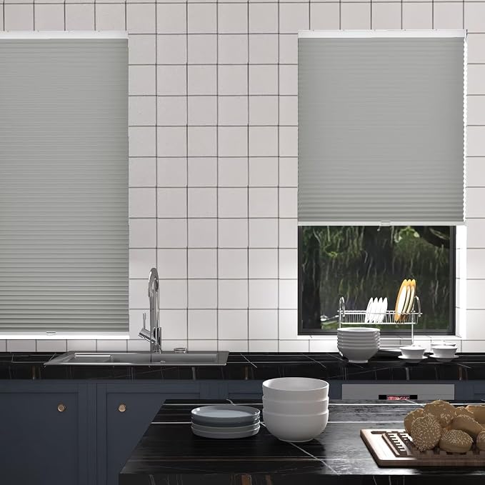 MYshade Cordless Cellular Window Shades No Tools No Drill Blackout Blinds for Indoor Windows Size 35.5" Wide X 72" Height Grey Room Darkening Window Blinds for Bedroom, Bathroom, Kitchen, Living Room