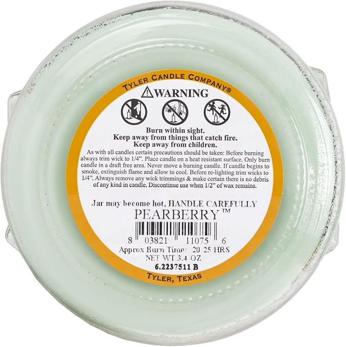 Tyler Candle Company 3075 PEARBERRY 3 Ounce Scented Jar Candle for Home or Office, Pack of 4