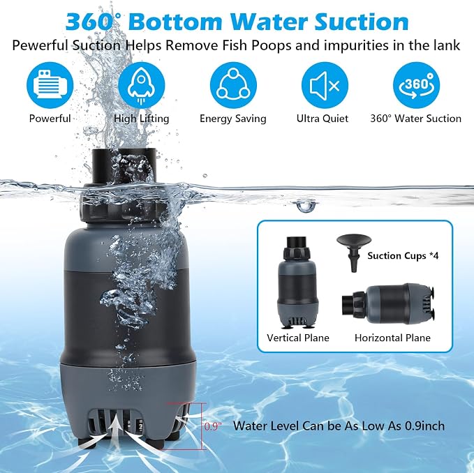 hygger 24V DC Aquarium Water Pump, 396GPH 20W 6.6FT Submersible Pump With Controller, Water Fountain Pump with 2 Nozzles for Fish Tank, Pond, Aquarium, Statuary, Hydroponics