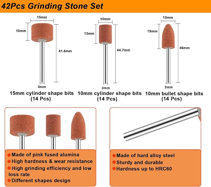 Tungsten Carbide Burr Set 1/8" Shank，Die Grinder Bits with Sanding Drums and Grinding Stone Set, 194Pcs Pratical Sanding Bits Kit Compatible with Dremel Rotary Tool