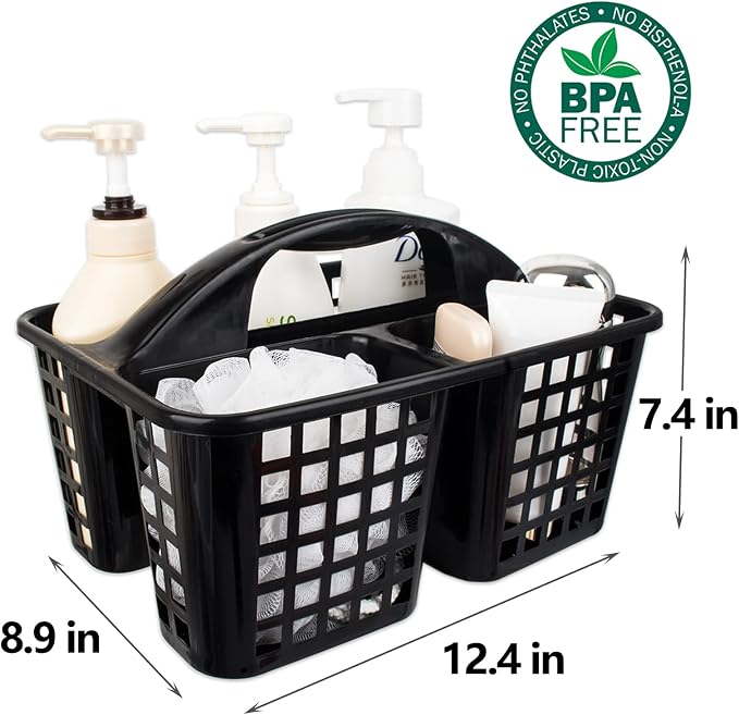 Cleaning Supplies Caddy Portable Shower Caddy Basket Cleaning Supply Organizer with Handle Bucket Tool Storage Plastic Basket for Bathroom, Bedroom, Kitchen, College Dorm, Under Sink, Pack of 2