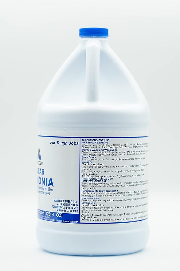CPDI Clear Ammonia Cleaner Liquid, 2 Gallon, Multipurpose, Multi-Surface Cleaning Solution Removes Grease, Hard Water Stains, and Odors, Kitchen and Bathroom Use