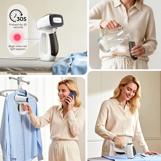 3500Pa Vacuum Steamer for Clothes - 2 in 1 Portable Suction Handheld Vacuum Iron, 30s Rapid Preheating, Auto-off, Light Steamer for Travel/Home, Fathers Day Dad Gifts