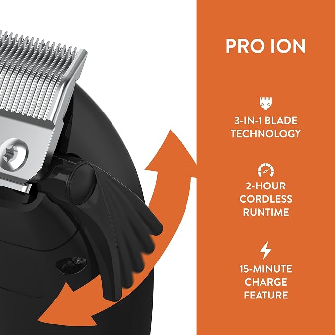 Wahl Professional Animal Pro Ion Pet, Dog & Cat Cordless Clipper Kit (#9705) - Cat, Dog & Pet Grooming Kit - Great Pet Grooming Clippers for First-Time Groomers - with 2 Hour Run Time