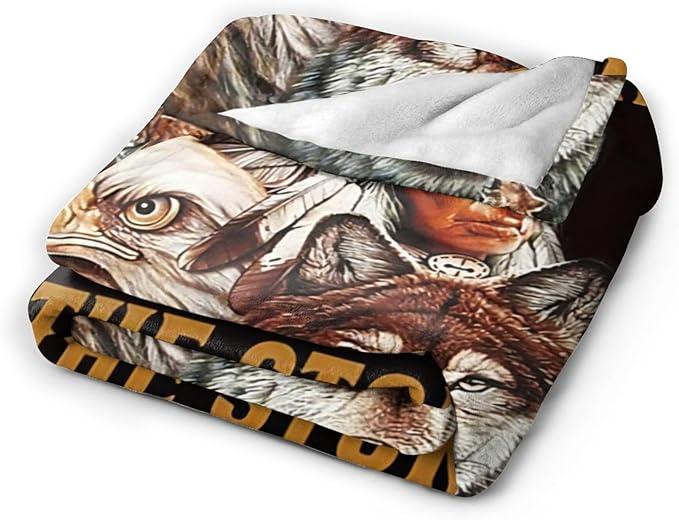 Tijuboni Native American Throw Blanket Indian Wolf Eagle Gifts for Women Men Girls Boys Kids Adults Soft Flannel Fleece Blanket for Couch Sofa Bed Home Decor 50"x60"