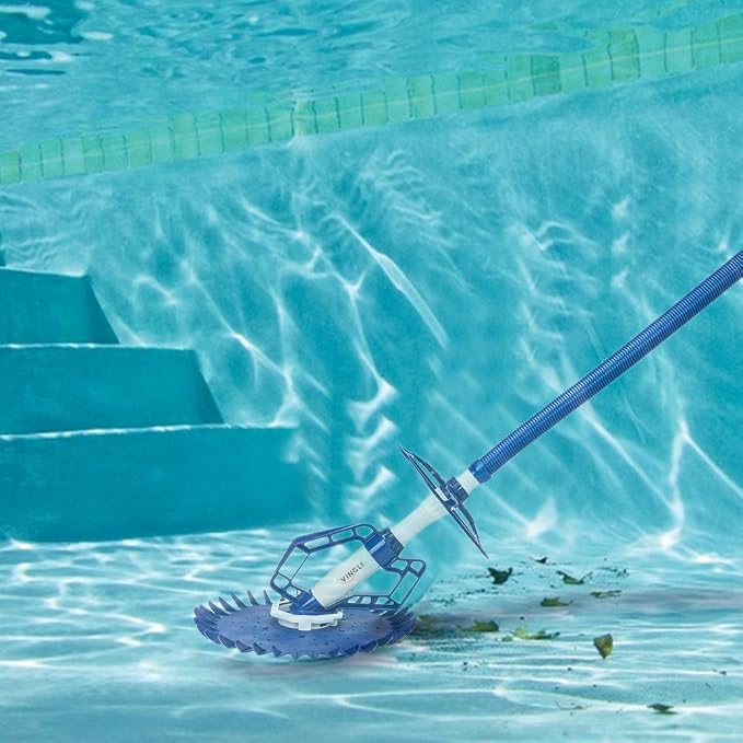 VINGLI Swimming Pool Vacuum Cleaner Automatic Sweeper, Automatic Suction Vacuum with Ten Hoses and Two Yellow Diaphragms, Blue