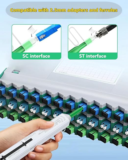 Fiber Optic Connector Cleaning Pen,2PCS Fiber Optic Cleaner Pen for 2.5mm Ferrules SC,FC,ST,SC/APC and FC/APC,800+ Clean Times