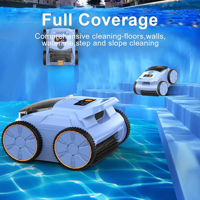 Robotic Pool Vacuum, Pool Cleaner for Inground Pools, Smart Navigation, Floor/Wall/Waterline Cleaning, 150 Mins Runtime for Pool Up to 2000 Sq.ft