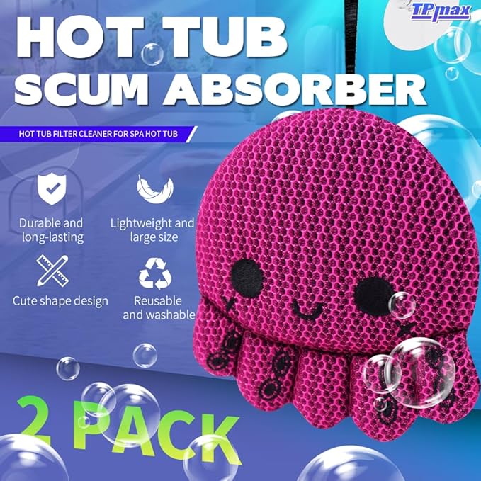 TPmax Reusable Hot Tub Scum Absorber and Oil Absorbing Sponge Twin Pack, Must Have hot tub Accessories for Spa and Pool Cleaner - Hot Tub Sponge - Pool Scum Absorber