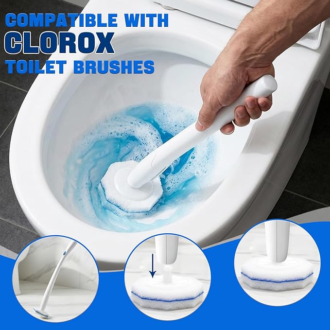 60 Count Toilet Wand Refills,Disposable Toilet Brush Refills Compatible with Clorox Toilet Wand,Upgrade Fiber Cleaner Heads,Secure Lock No Slip,Odor Neutralizing(Not Included Brush Rod)