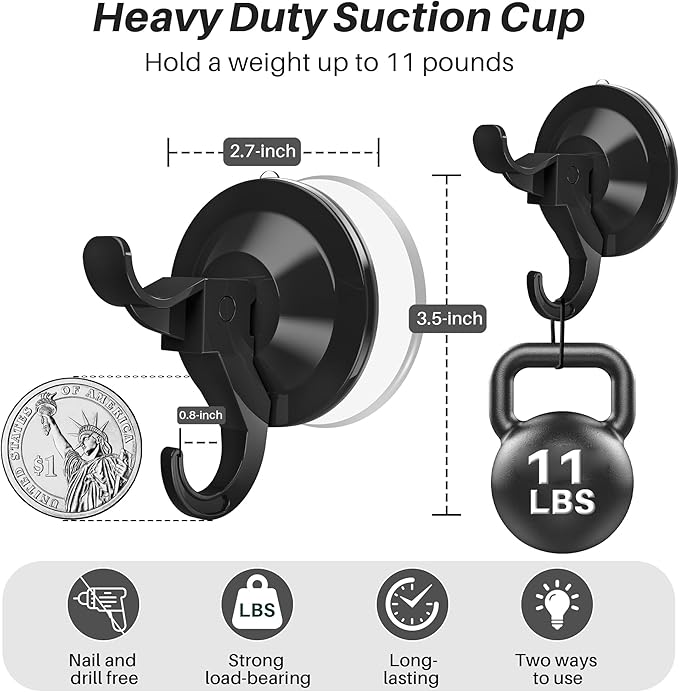5 Pack Wreath Door Hanger, Heavy Duty Suction Cup Hooks with Adhesive Suction Tab, Removable Wreath Holders for Front Door and Window, No Damage Christmas Garland Door Hanger, Holds up to 11 Lbs
