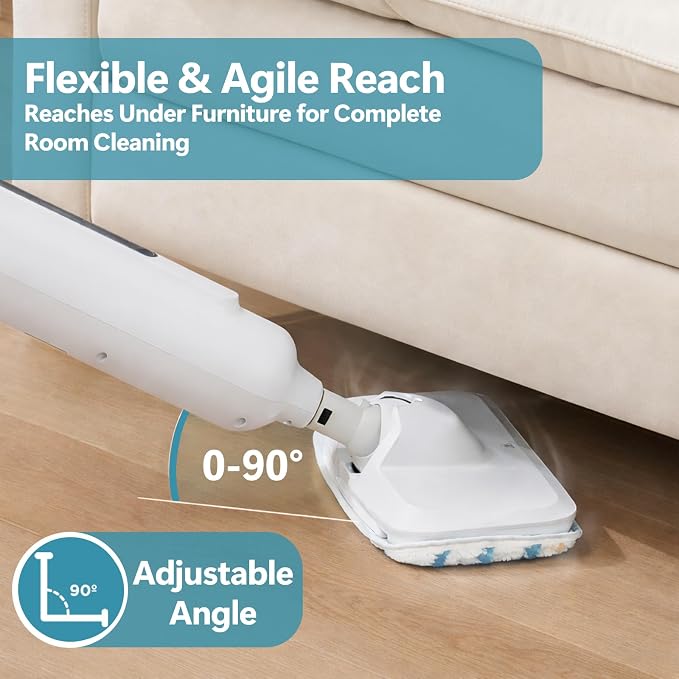 Simple Deluxe Steam Mop for Floor Cleaning, Lightweight Floor Steamer Cleaner Mop - Ideal for Hardwood/Tile/Laminate Floors Carpet, 2 Washable Pad, White and Green