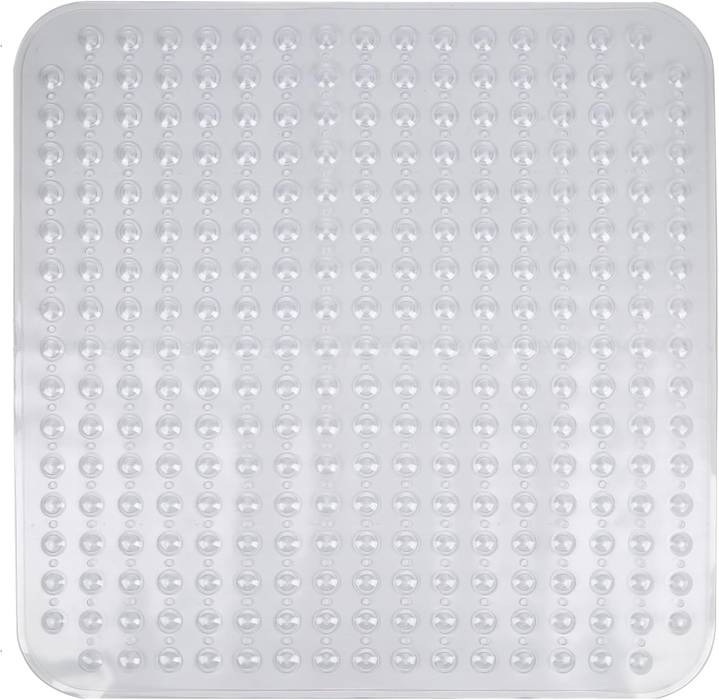ENKOSI Extra Large Square Non Slip Shower Mat - 31 x 31-inch XL Bathroom Shower Mat - Square Shower Matts for Shower Stall Floors | Secure Suction Cups and Drain Holes (31x31 Clear)