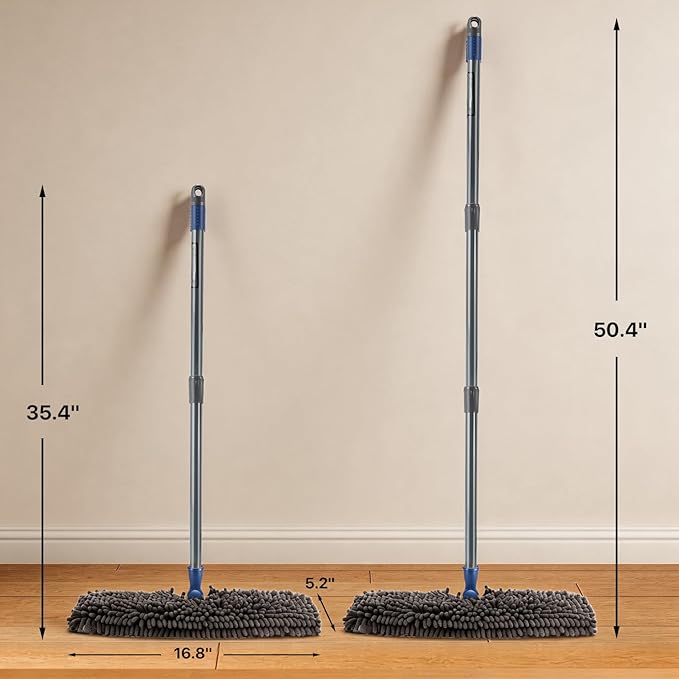 Masthome Microfiber Mops for Floor Cleaning,Dust Mop with 4 Reusable Pads,Flat Flip Mops for Wet & Dry Use,Professional Microfiber Mop for Hardwood, Laminate,Tile Floor Cleaning-1 Scraper