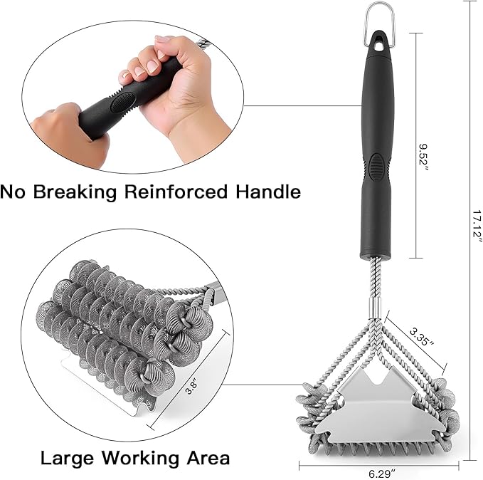 2 Pack Grill Brush and Scraper Bristle Free – Safe BBQ Brush for Grill – 18'' Stainless Grill Grate Cleaner - Safe Grill Accessories for Porcelain/Weber Gas/Charcoal Grill – Gifts for Grill Wizard