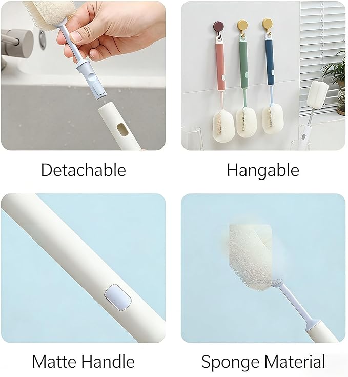 Bottle Brush and Bottle Cleaning Tablets, Long-Lasting, Non-Slip Handle, Durable, Reusable;Thermos Cleaning Tablets,Stainless Steel Cleaner,for Hot Water Bottle,Coffee Pot,Glass,Tumbler,60 pc