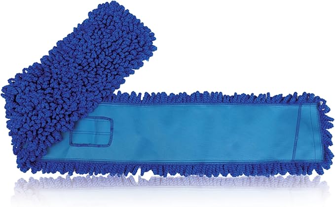 KLEEN HANDLER 36 Inch Microfiber Dust Mop, Large Washable Commercial Mop Head Replacement, Sweeper, Janitorial Supplies, Blue