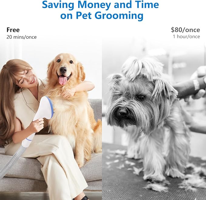 Pet Grooming Vacuum Kit,2L Ultra-Quiet, High Power, 5-in-1 Grooming Tools for Dogs, Cats & Small Animals