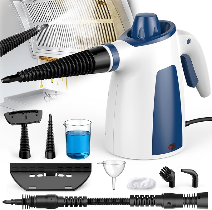 Handheld Steam Cleaner, Fast Heating High-Temperature Steam for Multi-Surface Cleaning, Portable Steam Cleaner for Home Use with 9 Accessories, Steamer for Cleaning Kitchen Bathroom Tile Car (Blue)