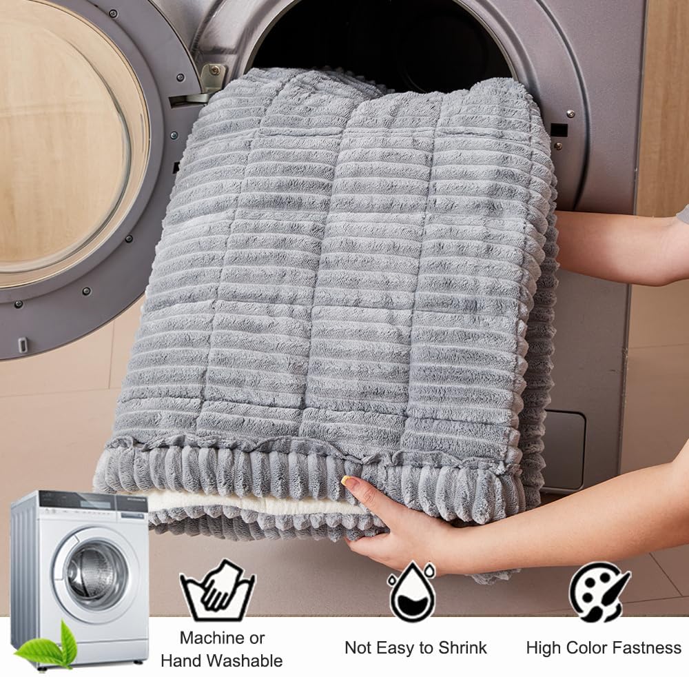 Couch Cover for Dogs Washable, Fuzzy Pet Couch Covers for 3 Cushion Sofa Pet Friendly, Non Slip Sofa Cover (Light Gray, 27.6" x 82.7"/70 x 210cm)