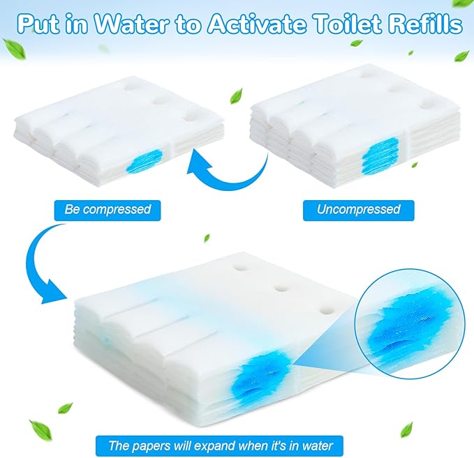 Effacera 72 Refills Flushable Toilet Refills, Disposable Toilet Bowl Paper Bulk, Fresh Toilet Brush Refill Pads for Toilet and Bathroom, Toilet Brush Accessories(No Handle)