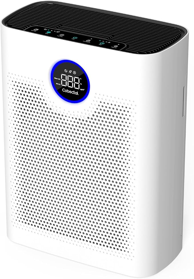 Air Purifiers for Home Large Room Up to 2216 Ft², Cobectal Pet Air Cleaner with 3-in-1 Filter, PM2.5 Air Quality Sensor, Aroma Function, Sleep Mode, Air Purifier for Living Room, Office, RVs, Black