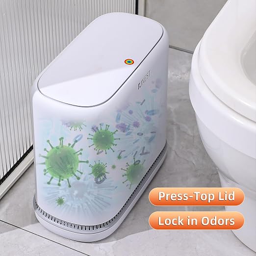 funest 3.5 Gallon Motion Sensor Bathroom Trash Can + 3 Gallon Press-Top Lid Slim Trash Can