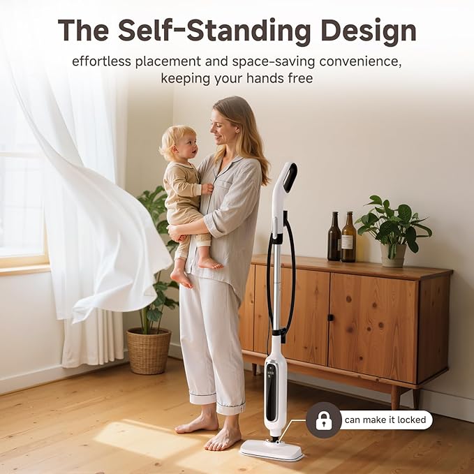 12-in-1 Steam Mop, Detachable Handheld Steam Cleaner for Home, 23FT Cord, 3 Steam Modes & LED Display, Steam Mops for Floor Cleaning, Bathroom, Windows, Sofas, Clothes, Tile Grout, Carpets, Furniture