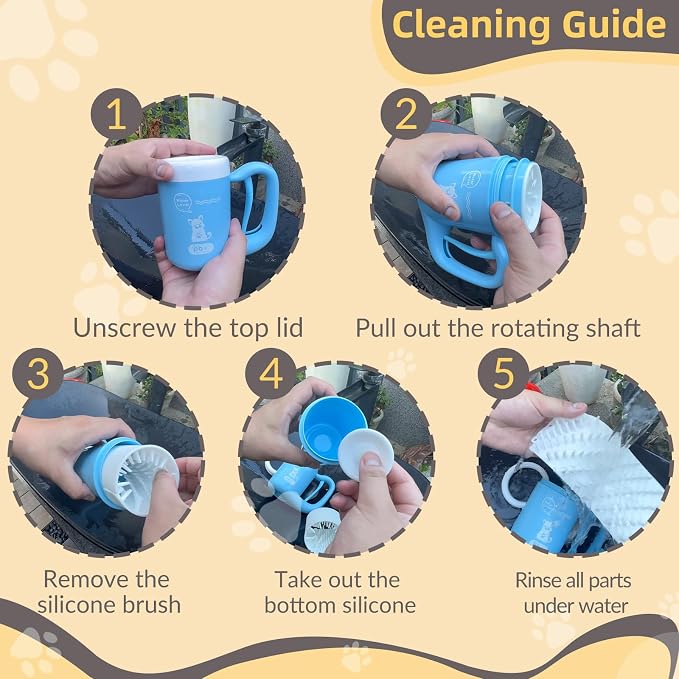 Small Pet Paw Cleaner Cup - Easy Press Design Dog Foot Washer with Soft Massage Brush & Absorbent Towel - Reusable Durable Paw Cleaning Cup for Dogs Cats, Easy to Clean Handheld Bath Tool